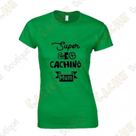 T-shirt "Super Geocaching Mum" Mulher