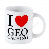 Geocaching white mug - I love Geocaching