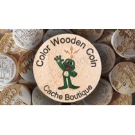 Géocoins en bois Couleur personnalisés x 50