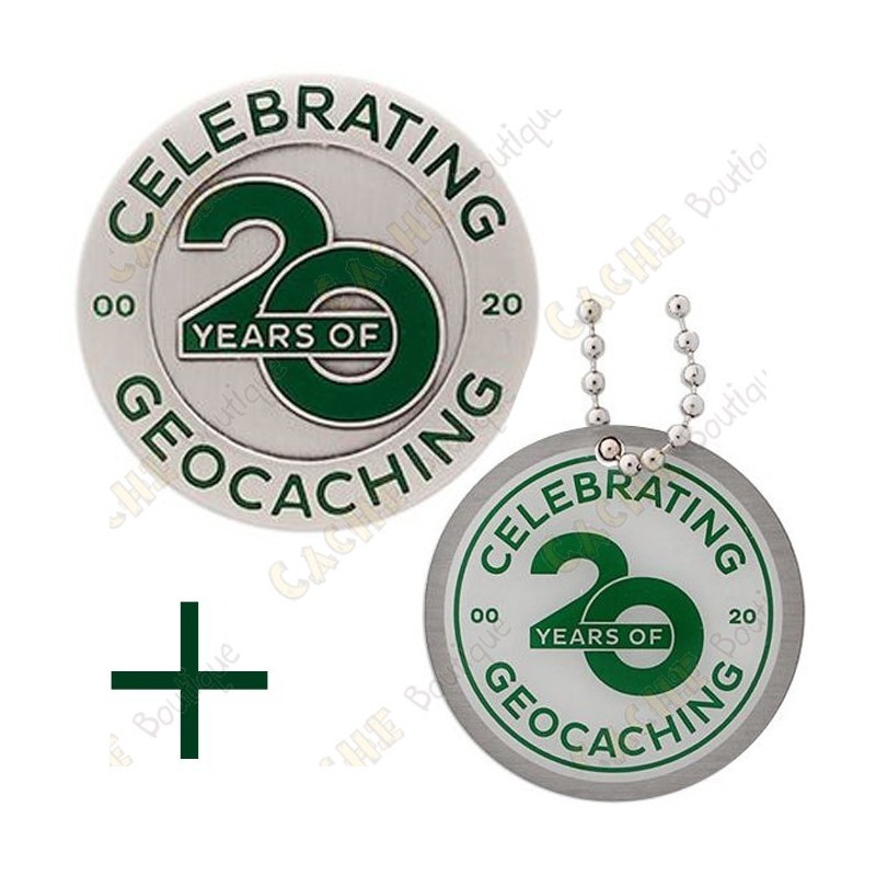 4000 Finds Geocaching Official Trackable Milestone Geocoin and Tag Set 